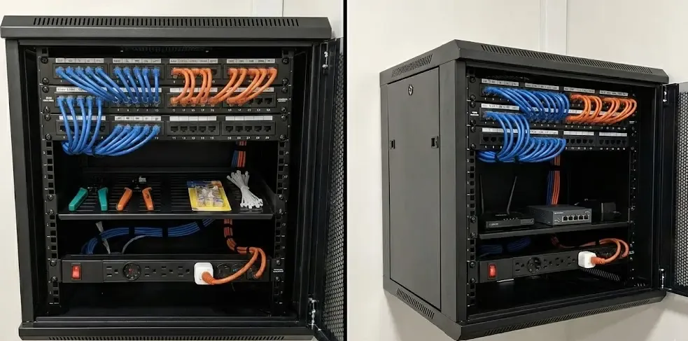 Accesorios esenciales como patch panel y bandejas para rack doméstico