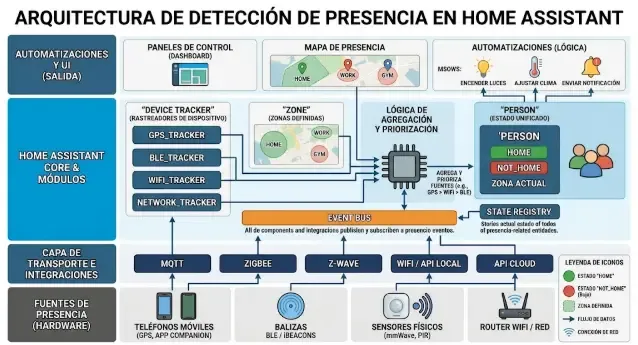 Arquitectura de detección de presencia en Home Assistant