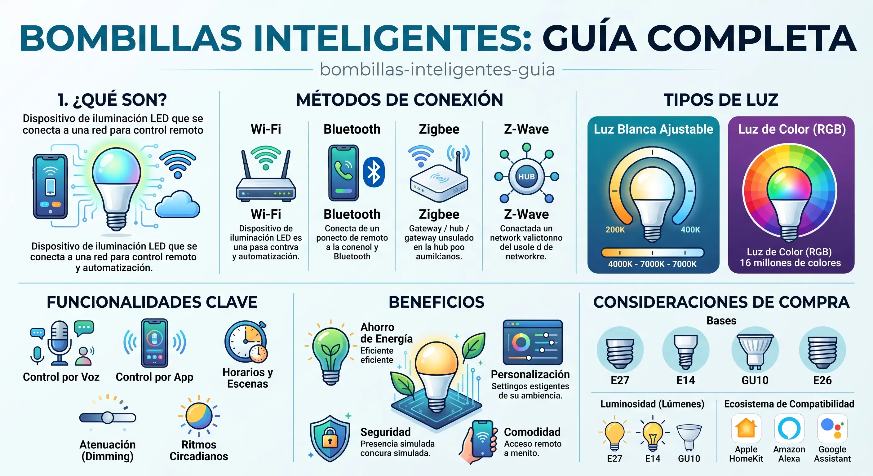 Bombillas inteligentes 2026: cuáles comprar y Wi-Fi vs Zigbee vs Matter