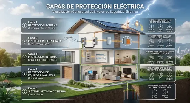 Capas de protección eléctrica en el hogar