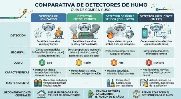 Comparativa de tres modelos de detectores de humo inteligentes