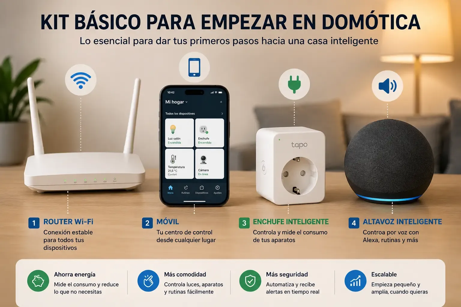 Router, móvil, enchufe inteligente y altavoz Echo como kit básico para empezar