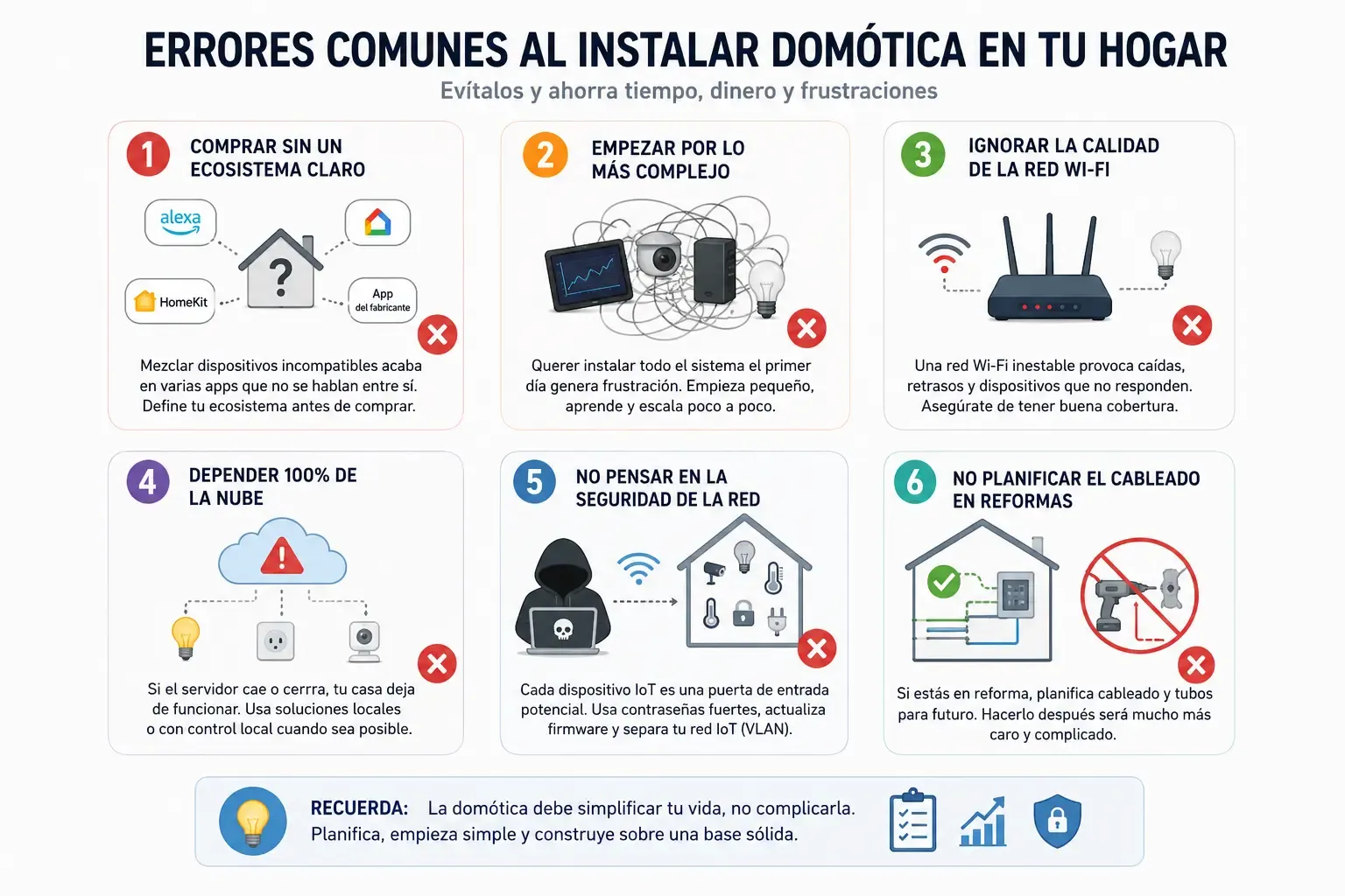 Lista de errores comunes al instalar domótica en el hogar