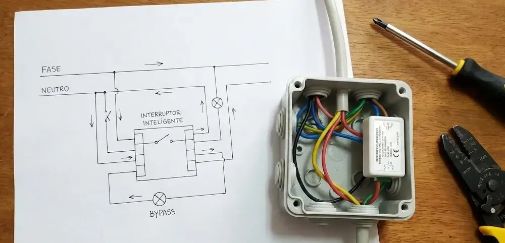 Esquema técnico de instalación de bypass en timbre inteligente