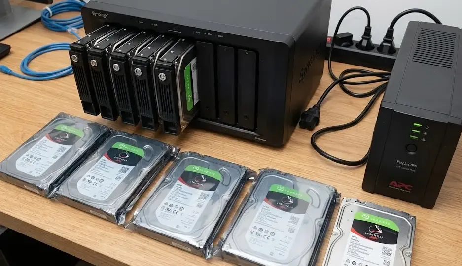 Equipamiento necesario NAS discos duros y SAI para backups