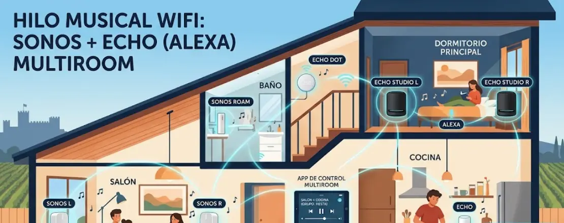 Hilo Musical WiFi: Guía Sonos vs Amazon Echo Multiroom (2026)