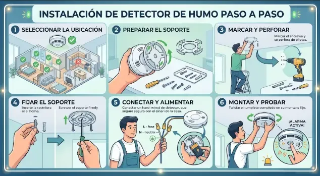 Pasos para instalar un detector de humo inteligente en el techo