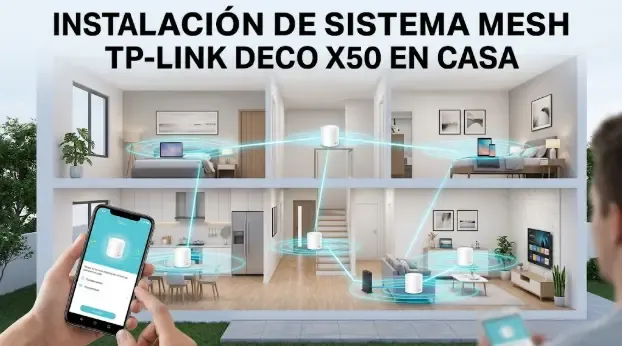 Instalación de sistema mesh Deco X50 en casa de dos plantas con cobertura total