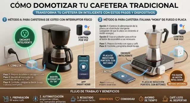 Prueba de compatibilidad: desenchufar y volver a enchufar la cafetera
