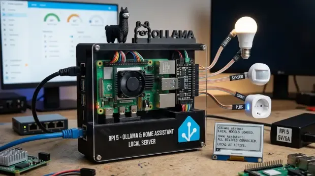 servidor doméstico con Raspberry Pi 5 preparado para instalar Ollama y Home Assistant