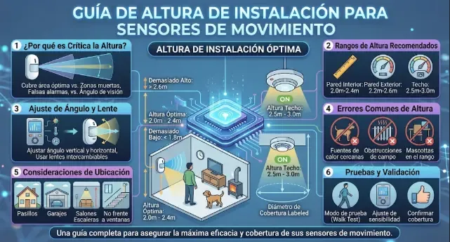 Altura recomendada para instalar sensores de movimiento en pasillos y escaleras