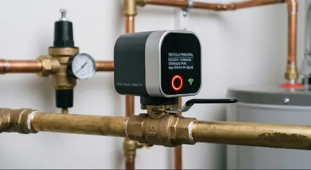 Válvula de corte de agua inteligente instalada en tubería principal